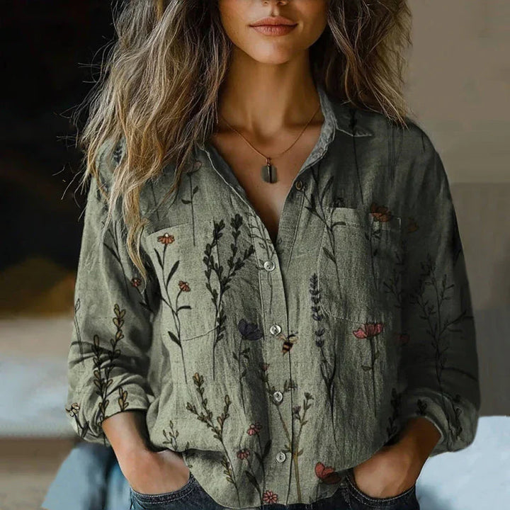Aisha™ | Printed Vintage Blouse