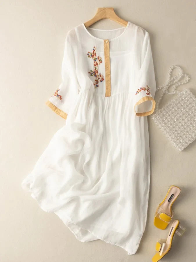Jaycee™ | Ethnic Style Cotton And Linen  Dress